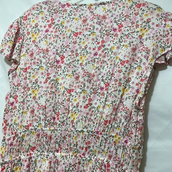 Altar'd State Pink and Red Wrap Midi Dress with Flutter Sleeves - Picture 3 of 8